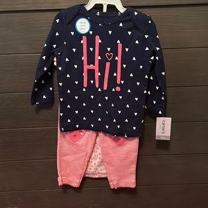 NWT 3 piece baby set Carters girl 9m